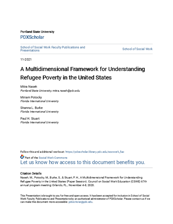 (PDF) A Multidimensional Framework for Understanding Refugee Poverty in ...