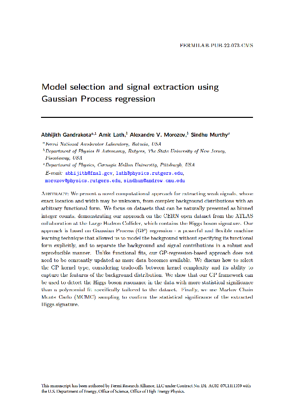 (PDF) Model selection and signal extraction using Gaussian Process ...
