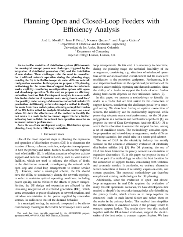 (PDF) Planning open and closed-loop feeders with efficiency analysis