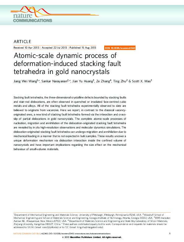 (PDF) Atomic-scale dynamic process of deformation-induced stacking ...