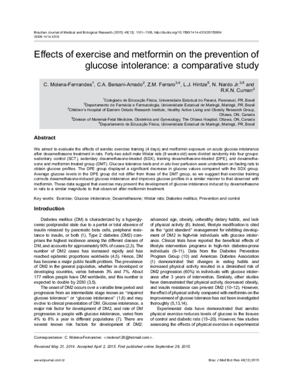 (PDF) Effects of exercise and metformin on the prevention of glucose ...
