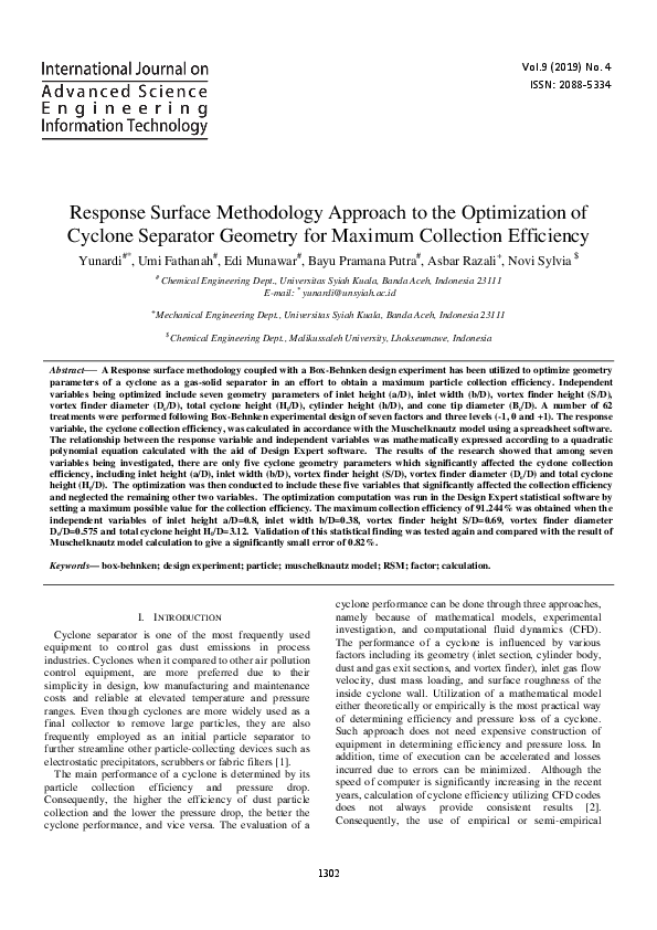 (PDF) Response Surface Methodology Approach to the Optimization of ...
