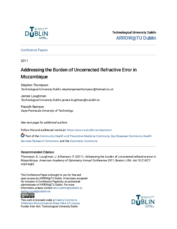 (PDF) Addressing the Burden of Uncorrected Refractive Error in Mozambique
