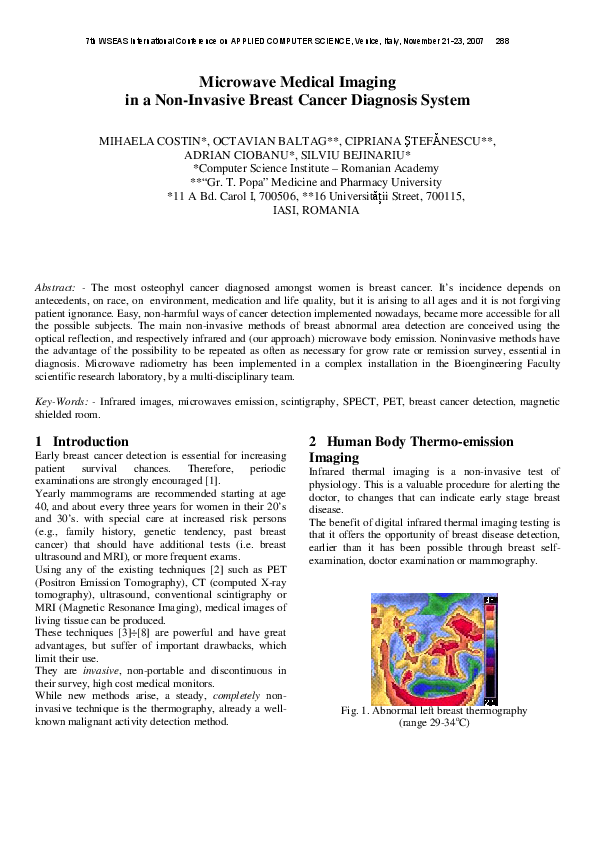 (PDF) Microwave Medical Imaging In a Non-Invasive Breast Cancer ...
