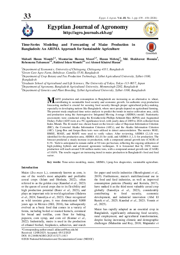 (PDF) Time-series modeling and forecasting of maize production in ...