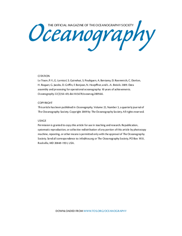 (PDF) Data Assembly and Processing for Operational Oceanography: Ten ...