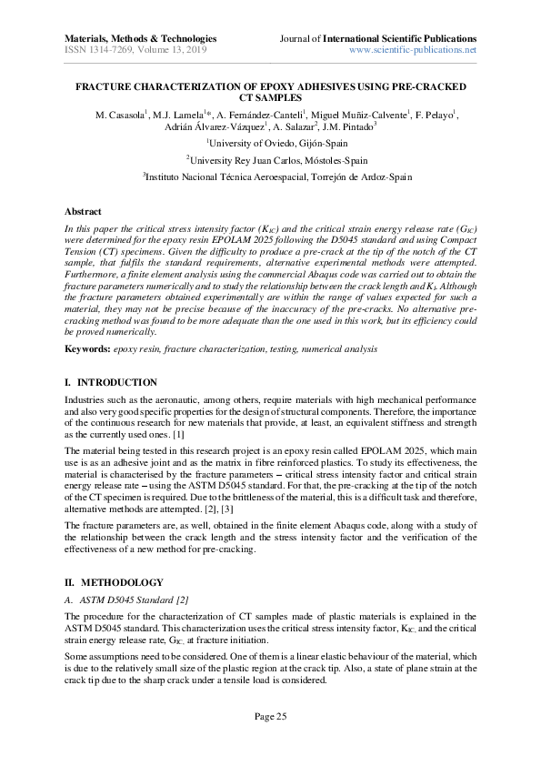 (PDF) Fracture Characterization of Epoxy Adhesives Using Pre-Cracked CT ...