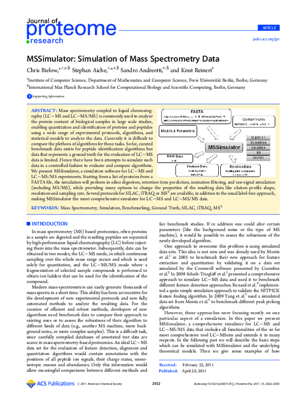 (PDF) MSSimulator: Simulation of Mass Spectrometry Data