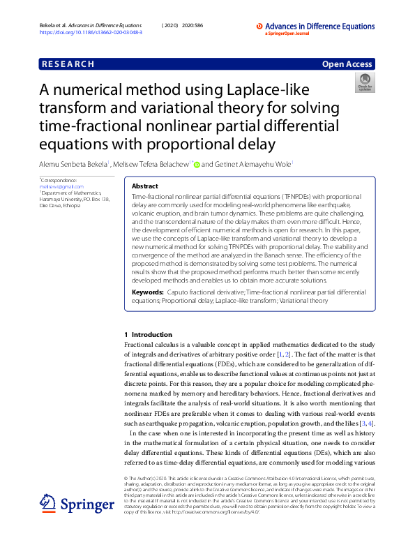 (PDF) A numerical method using Laplace-like transform and variational ...