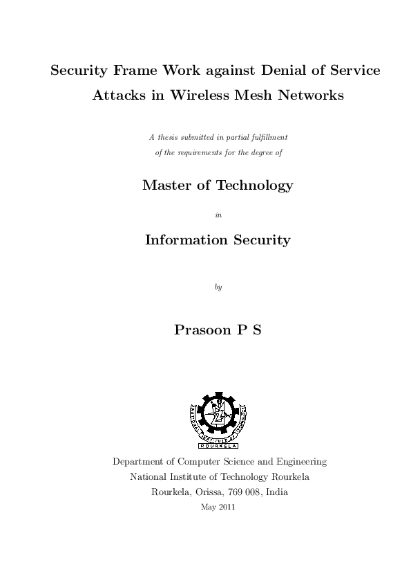 (PDF) Security Framework against Denial of Service Attacks in Wireless ...
