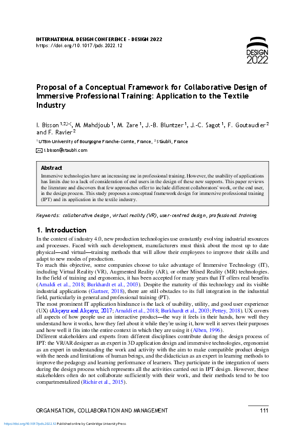 (PDF) Proposal of a Conceptual Framework for Collaborative Design of ...