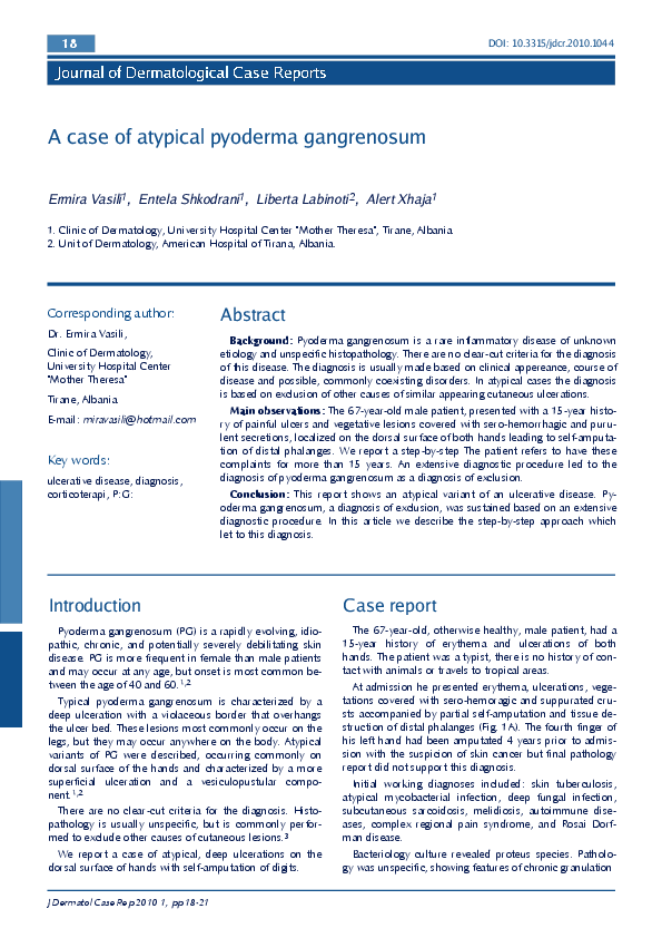 (PDF) A case of atypical pyoderma gangrenosum