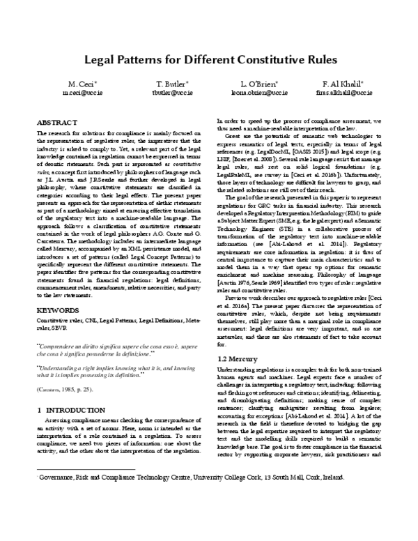 (PDF) Legal Patterns for Different Constitutive Rules