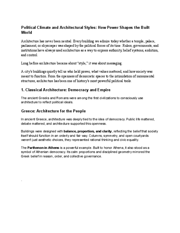 (PDF) Political Climate and Architectural Styles: How Power Shapes the ...
