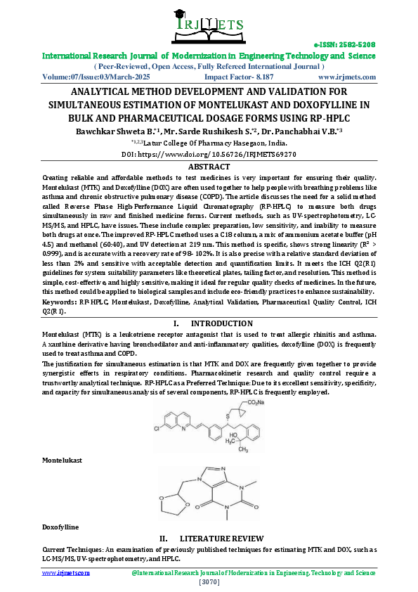 (PDF) ANALYTICAL METHOD DEVELOPMENT AND VALIDATION FOR SIMULTANEOUS ...