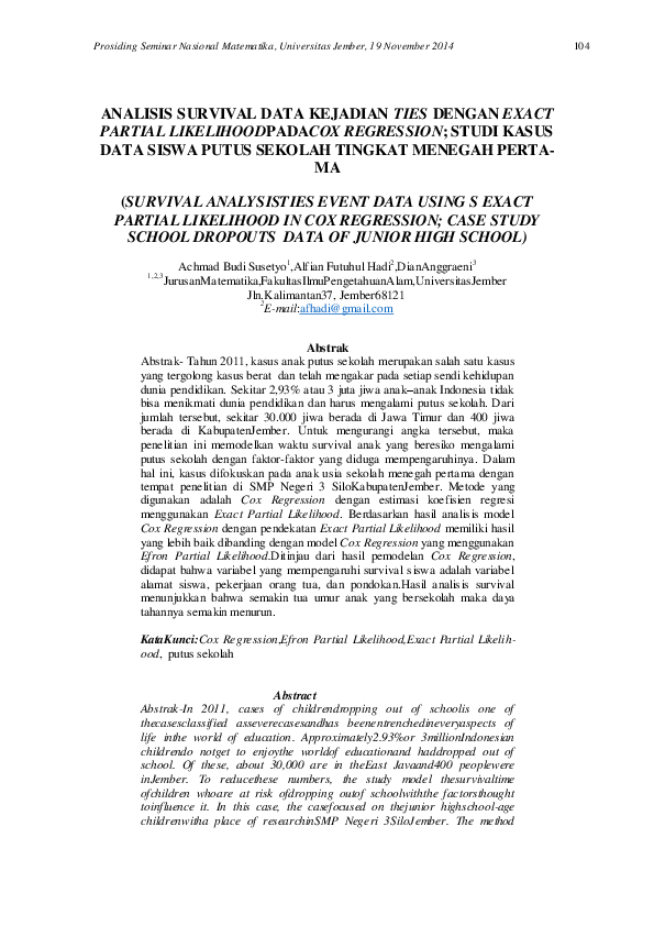 (PDF) Analisis Survival Data Kejadian Ties Dengan Exact Partial ...