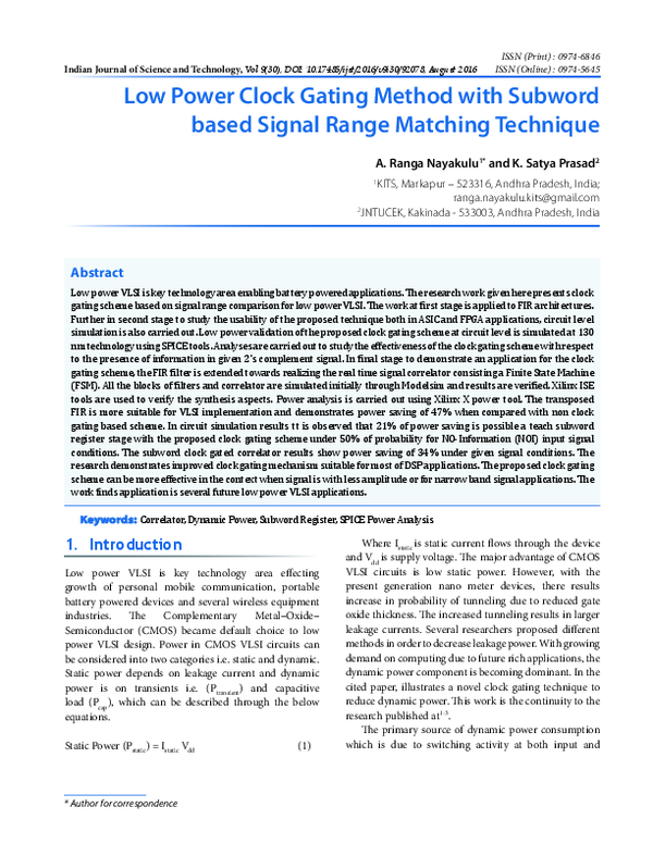 (PDF) Low Power Clock Gating Method with Subword based Signal Range ...