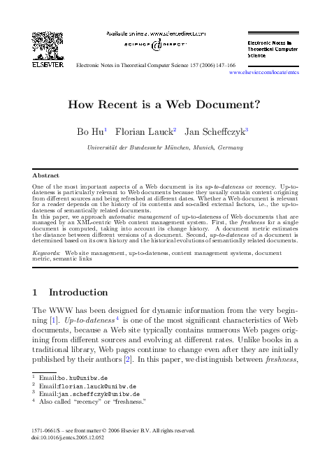 (PDF) How Recent is a Web Document?