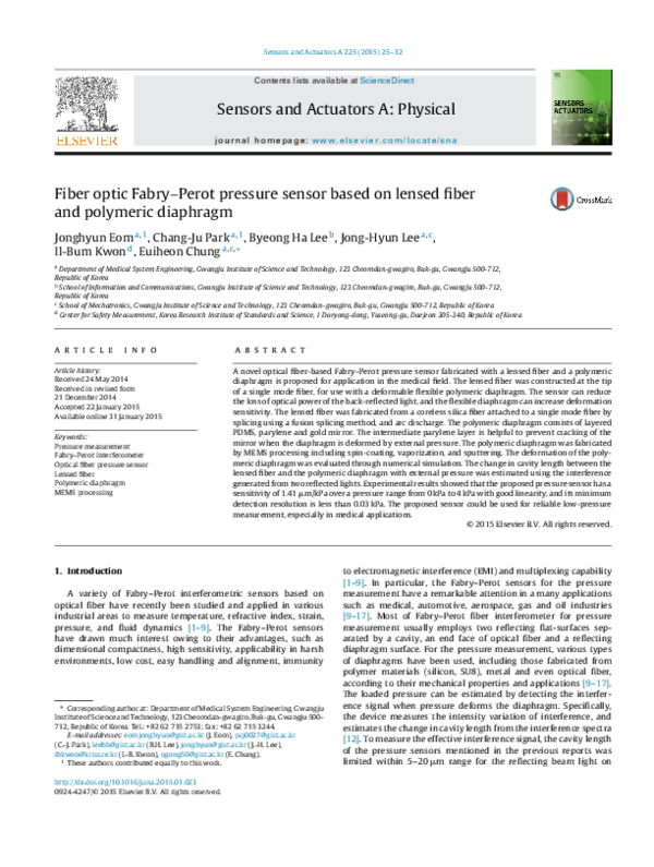 (PDF) Fiber optic Fabry–Perot pressure sensor based on lensed fiber and ...
