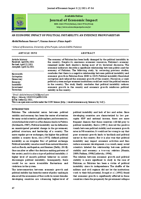 (PDF) An Economic Impact of Political Instability: An Evidence from ...
