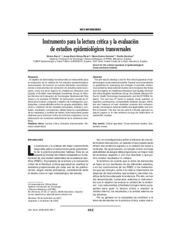 (PDF) Aroot for the critical appraisal of epidemiological cross ...