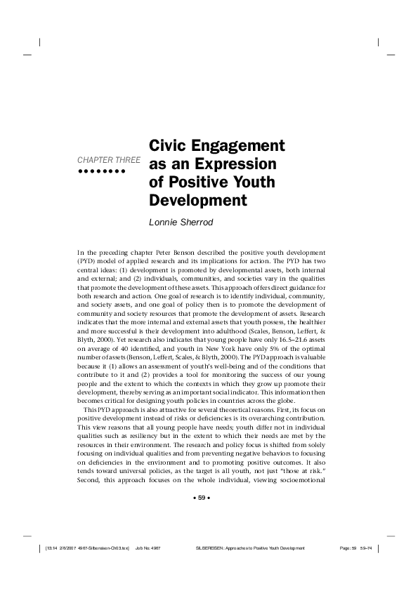 First page of “Civic Engagement as an Expression of Positive Youth Development”