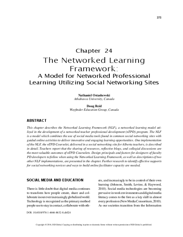 (PDF) The Networked Learning Framework