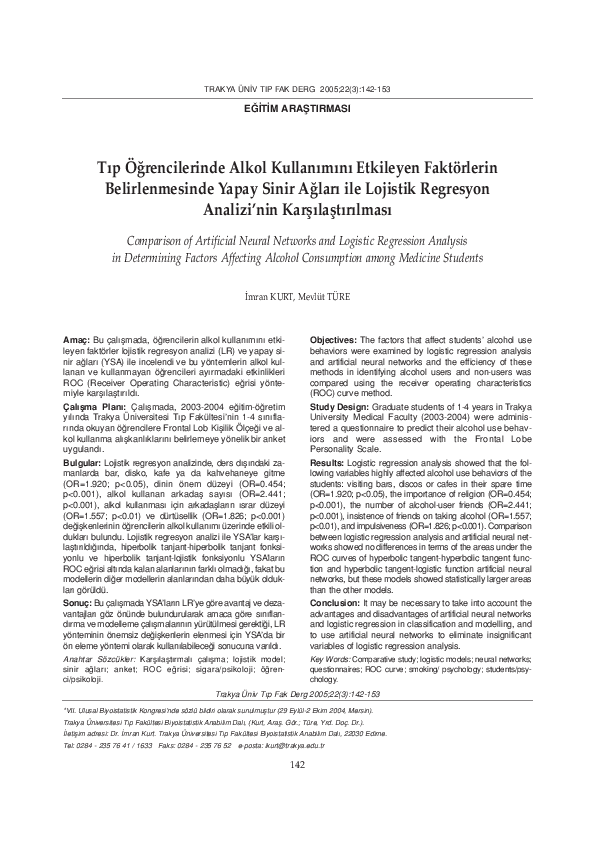(PDF) Comparison of Artificial Neural Networks and Logistic Regression ...