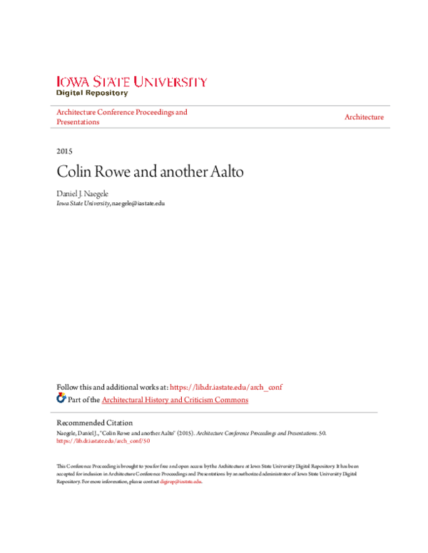 (PDF) Colin Rowe and another Aalto