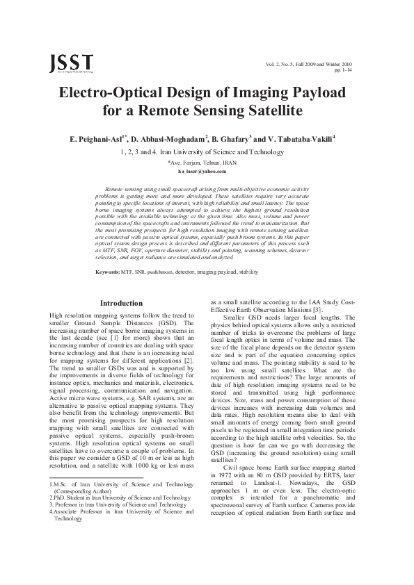(PDF) Electro-Optical Design of Imaging Payload for a Remote Sensing ...