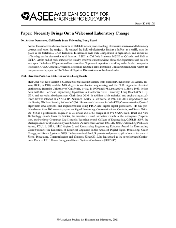 (PDF) Paper: Necessity Brings Out a Welcomed Laboratory Change