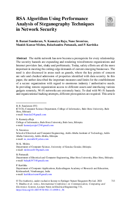 (PDF) RSA Algorithm Using Performance Analysis of Steganography ...
