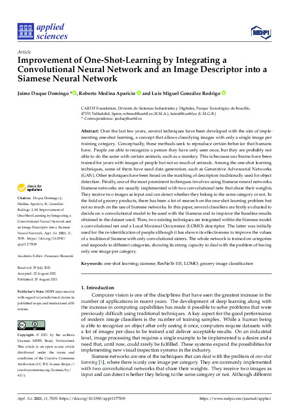 (PDF) Improvement of One-Shot-Learning by Integrating a Convolutional ...