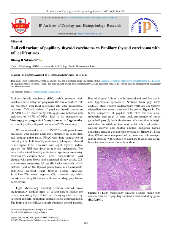 (PDF) Tall cell variant of papillary thyroid carcinoma vs Papillary ...
