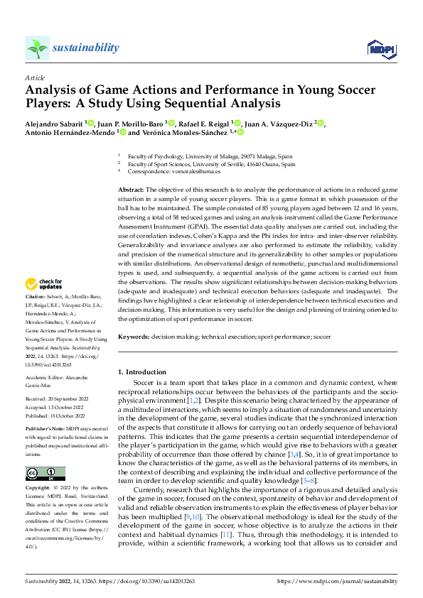 (PDF) Analysis of Game Actions and Performance in Young Soccer Players ...