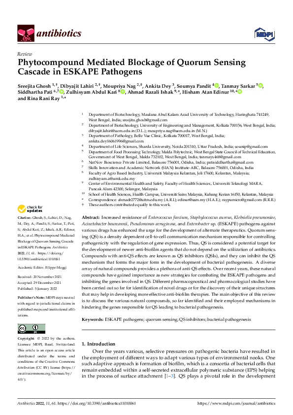 (PDF) Phytocompound Mediated Blockage of Quorum Sensing Cascade in ...