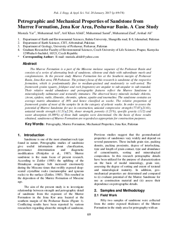 (PDF) Petrographic and Mechanical Properties of Sandstone from Murree ...