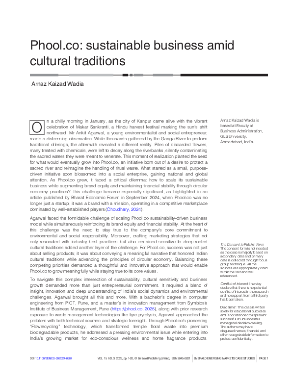 (PDF) Phool.co: sustainable business amid cultural traditions