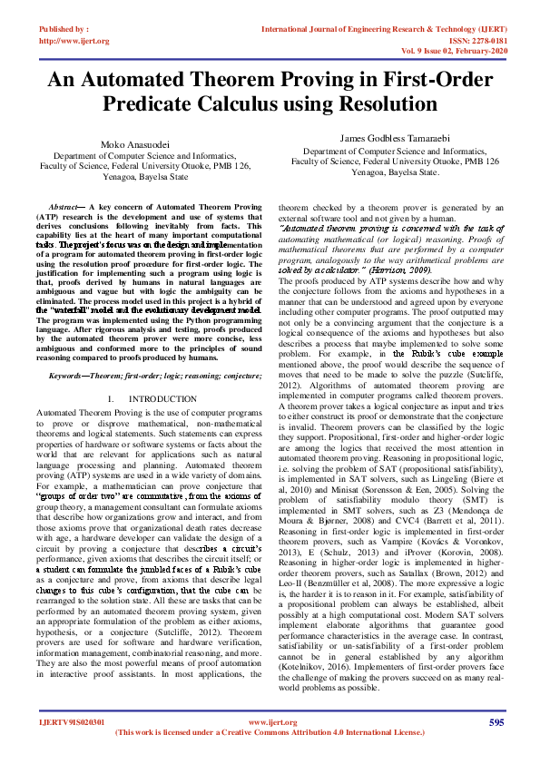 (PDF) An Automated Theorem Proving in First-Order Predicate Calculus ...