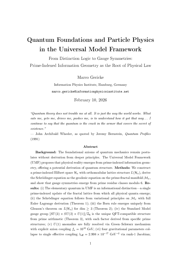 (PDF) Quantum Foundations and Particle Physics in the Universal Model ...