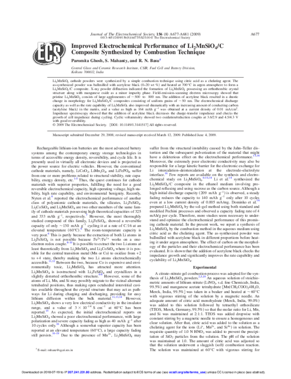 (PDF) Improved Electrochemical Performance of Li2MnSiO4 / C Composite ...