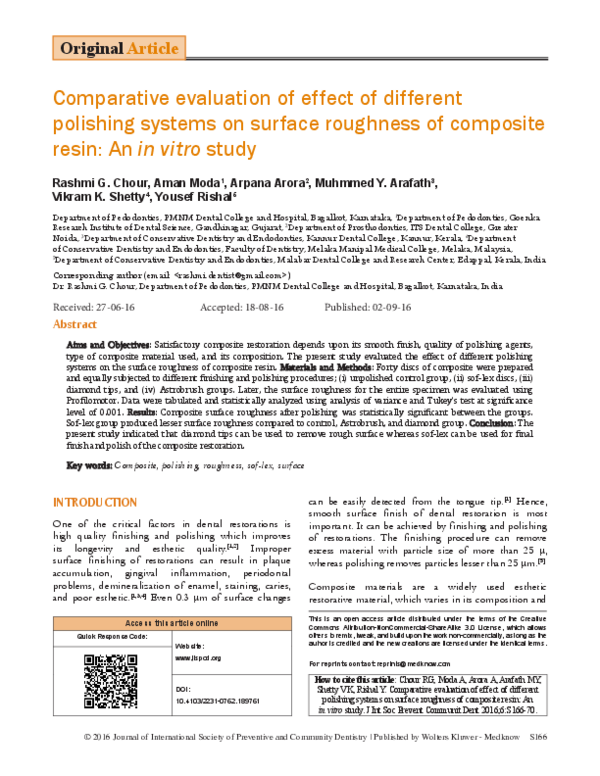 (PDF) Comparative evaluation of effect of different polishing systems ...
