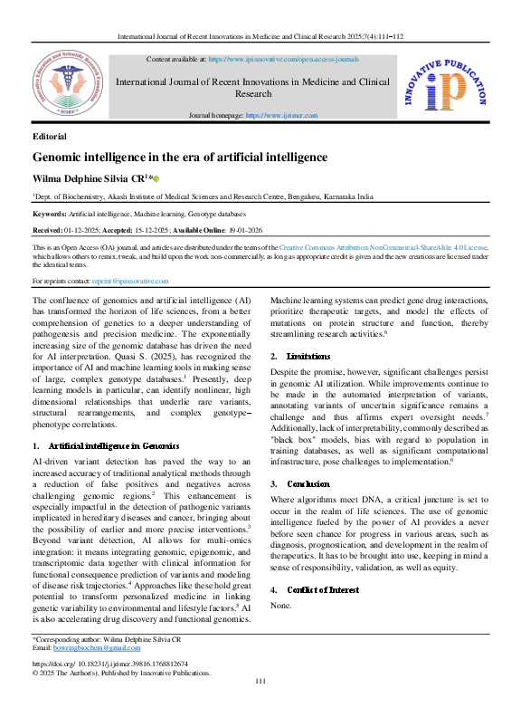 (PDF) Genomic intelligence in the era of artificial intelligence