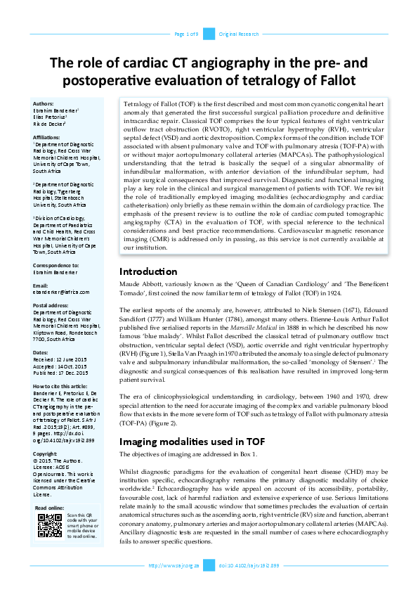(PDF) The role of cardiac CT angiography in the pre- and postoperative ...