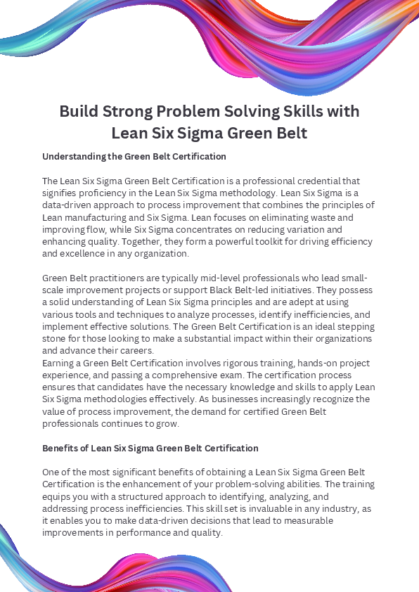 (PDF) Build Strong Problem Solving Skills with Lean Six Sigma Green Belt