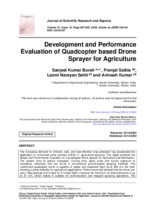 (PDF) Development and Performance Evaluation of Quadcopter based Drone ...