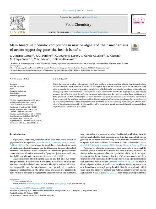 (PDF) Main bioactive phenolic compounds in marine algae and their ...