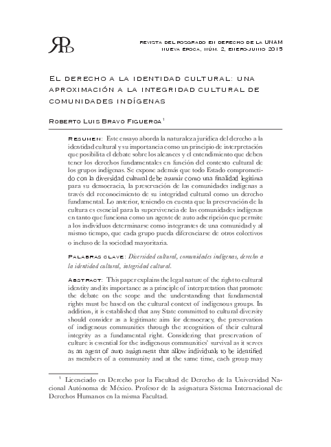 (PDF) El derecho a la identidad cultural: una aproximación a la ...
