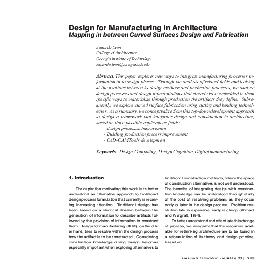 (PDF) Design for Manufacturing in Architecture