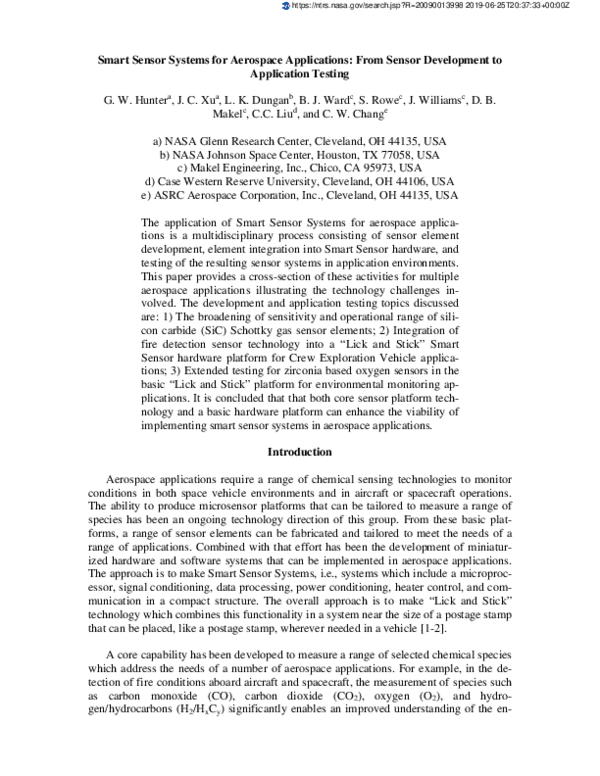 (PDF) Smart Sensor Systems for Aerospace Applications: From Sensor ...